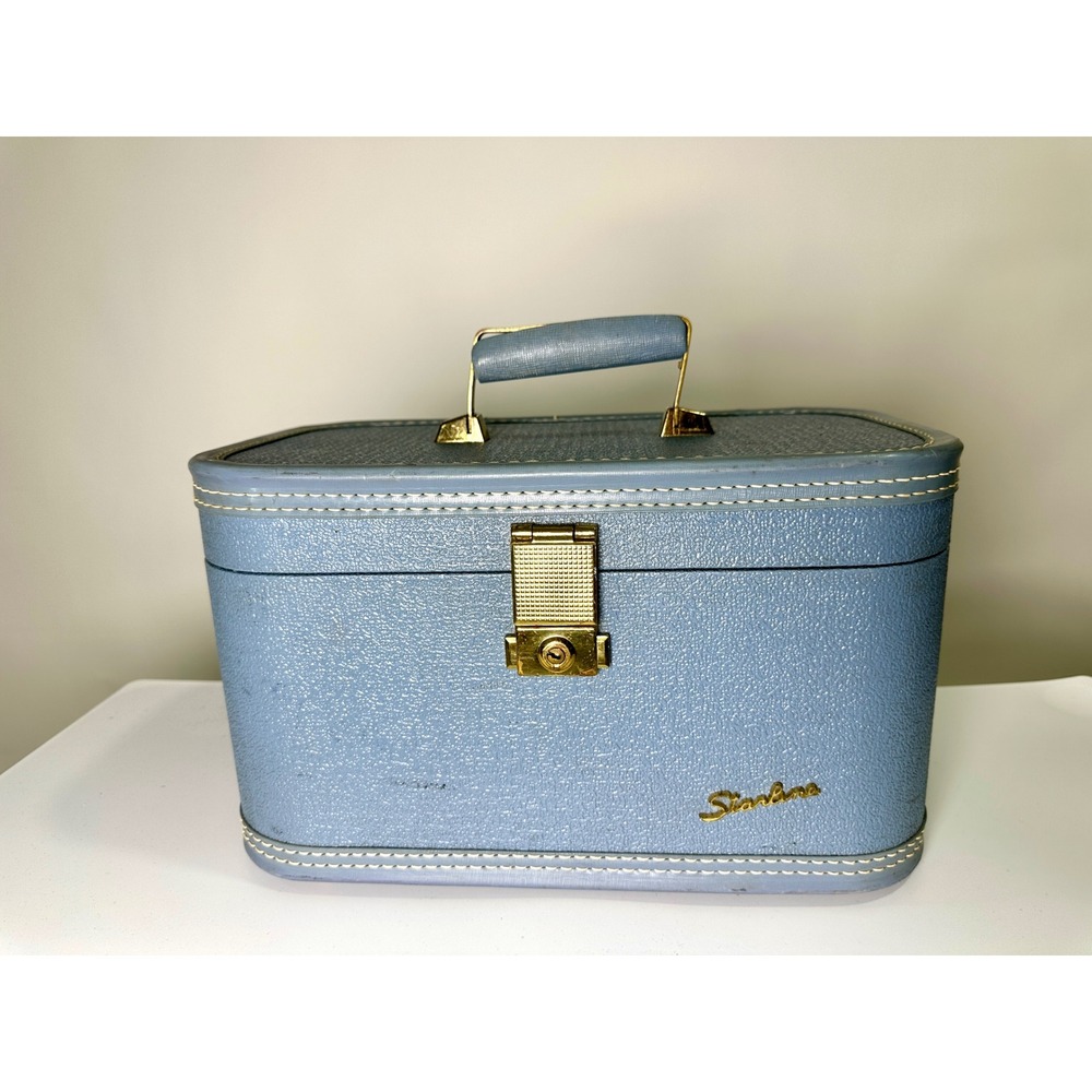 Vintage 1950s Starline Blue Case Baltimore Luggage Co Vanity Travel Box